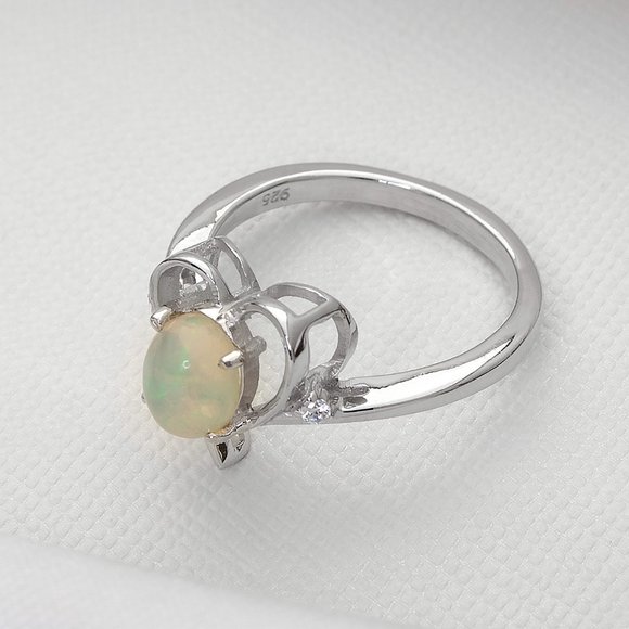Silver Heart Opal Ring, Real Sterling Silver Stamped 925 Size 8 Ethical Lab Opal - Picture 9 of 9
